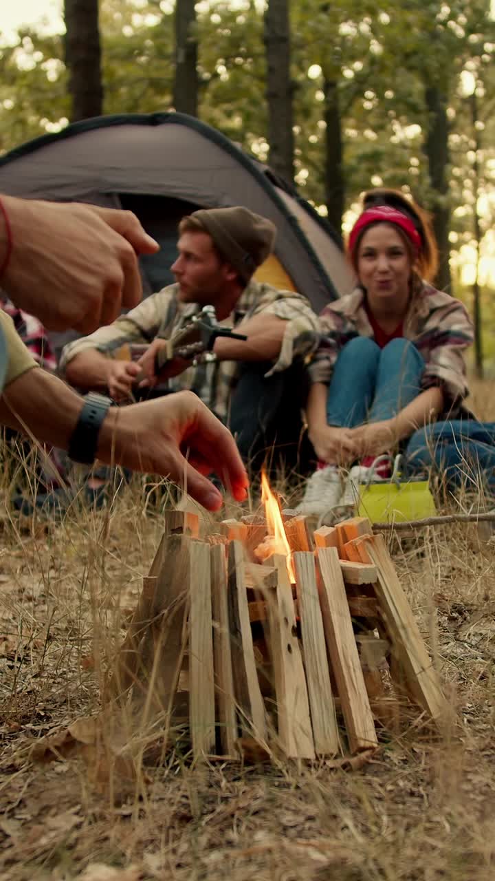 Friends Camping Trip by the Campfire
