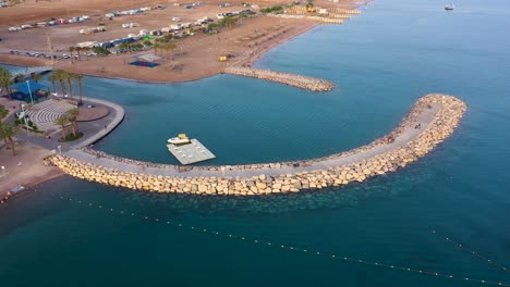 aerial view of a breakwater at eilats city broadwalk, south israel