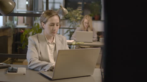 businesswoman working on laptop computer in the office