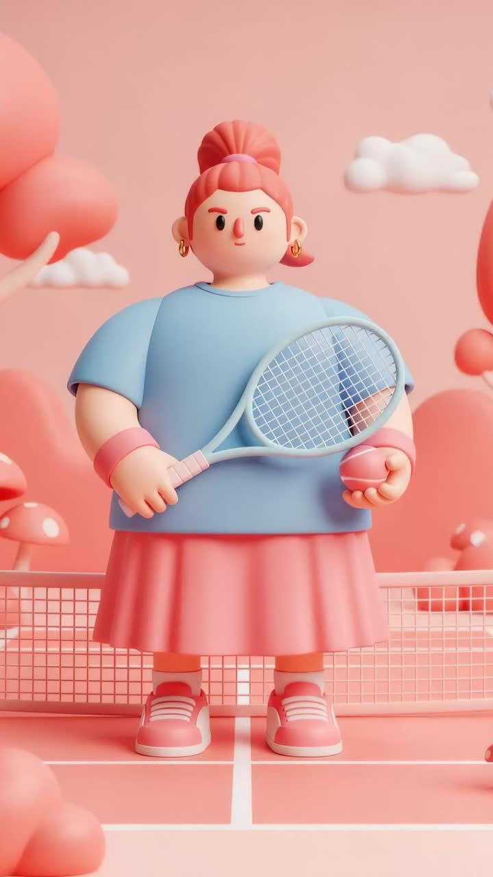 3D Cartoon Tennis Player