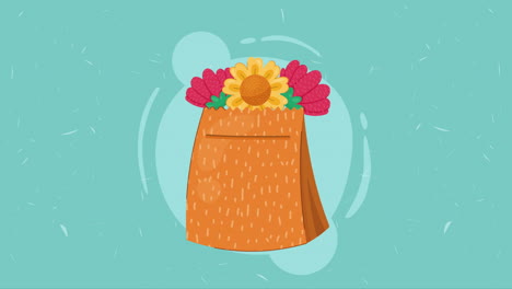 sacchetto di carta ecologia con animazione di fiori
