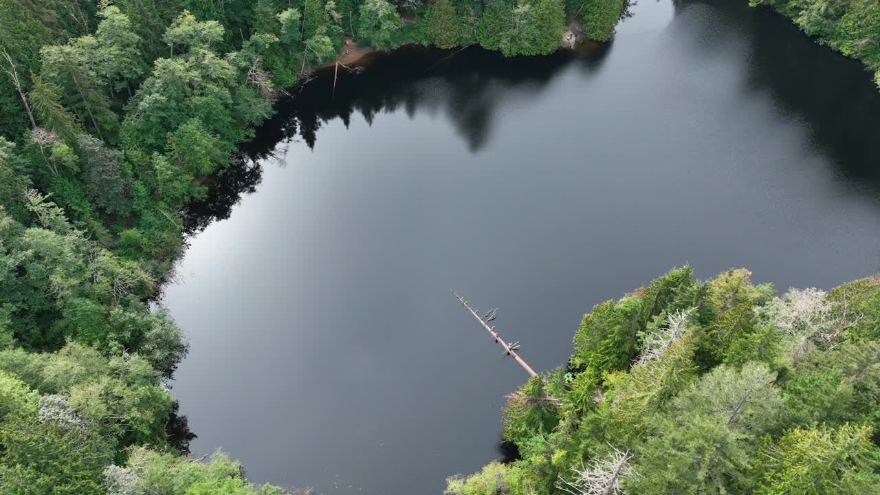 Overhead aerial shot of Fragrance Lake in Chuckanut