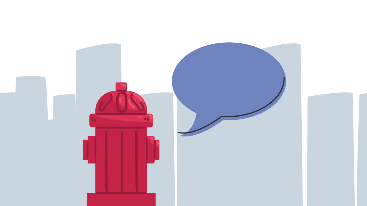 city emergency service with hydrant animation