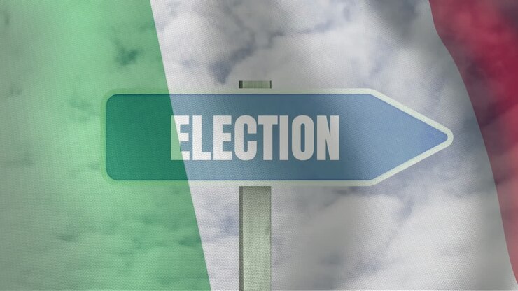 Animating election sign over cloudy sky background
