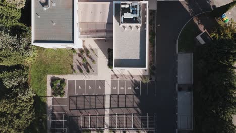 Top-down-shot-overhead-office-buildings-surrounding-Grand-Avignon