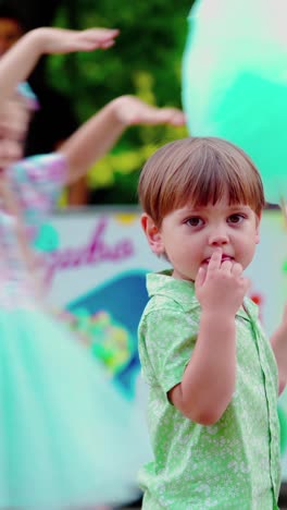 caucasian childs looking ice cream