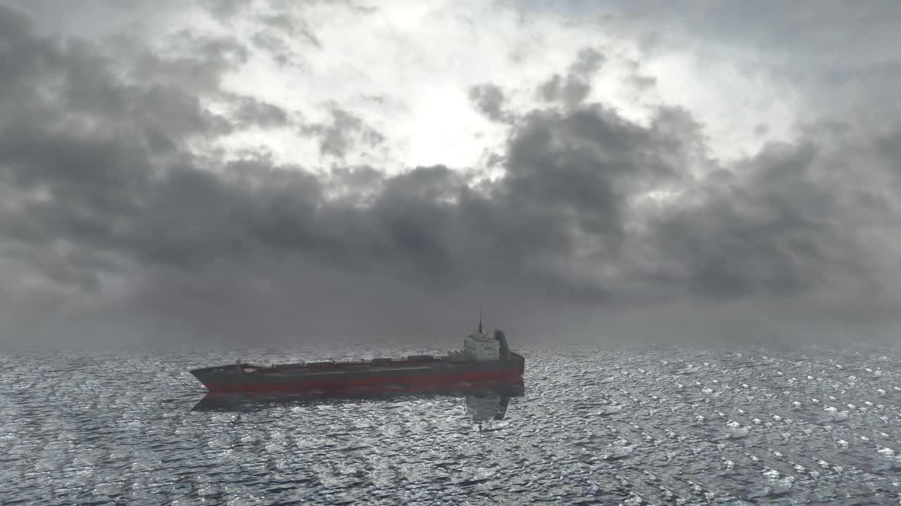 폭풍우 가 불어오는 바다 에서 배 를 타고