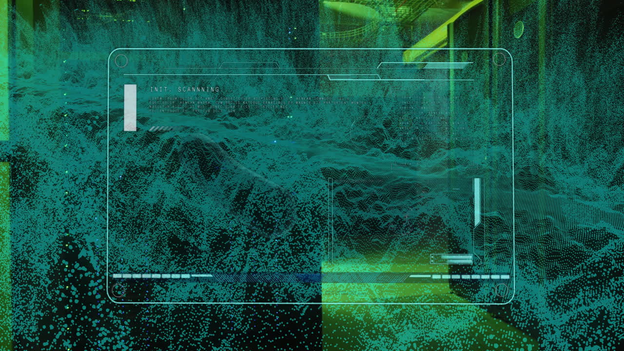 animación de conexiones y procesamiento de datos a través de servidores informáticos