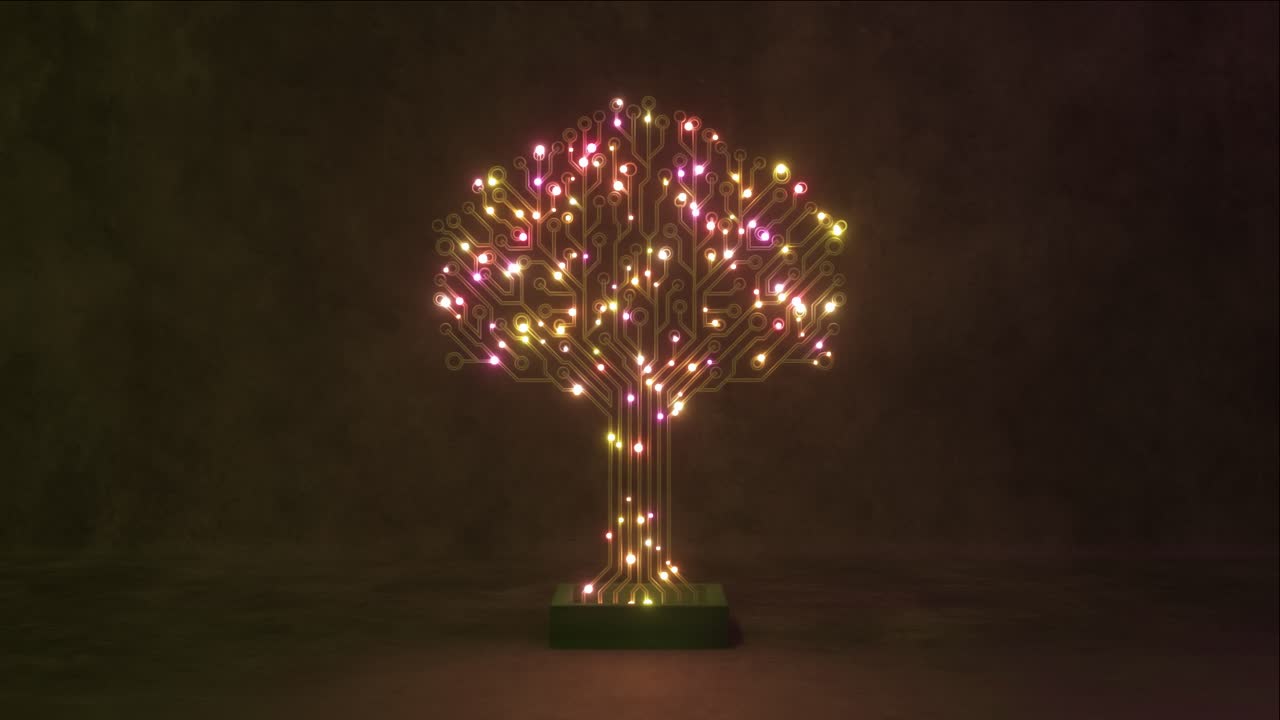 빛나는 회로 보드 나무
