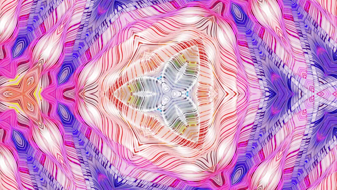 3d elegante abstracto en bucle bg como patrón simétrico ondulado como estructura caleidoscópica con ondas, vidrio líquido multicolor con hermosos colores de gradiente. 4k animado fluido colorido de moda
