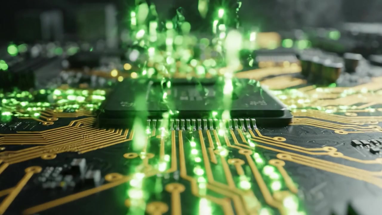 Exploring the Intricacies of Circuit Boards: A Close-Up on Electronic Components and Their Illuminated Connections