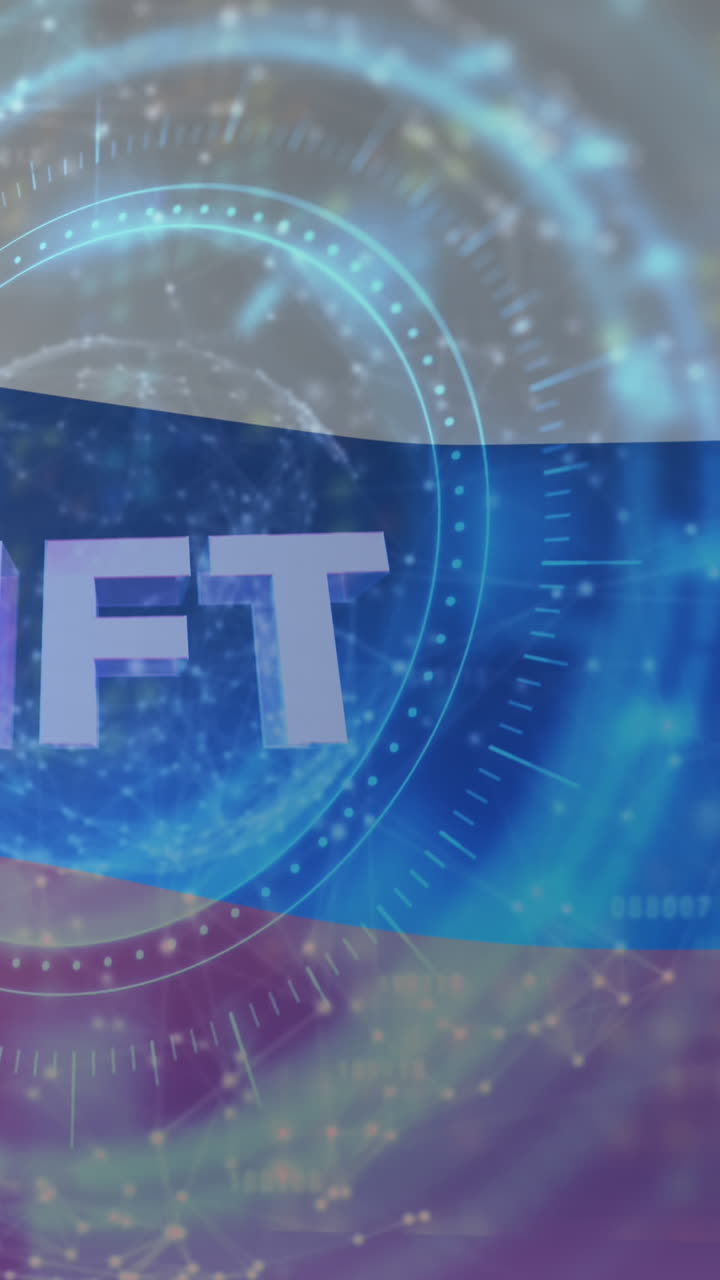 러시아  ⁇ 발 위의 스 ⁇  스캐닝과 nft 기호의 애니메이션