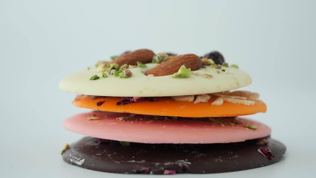 Stack of Colorful Chocolate Discs