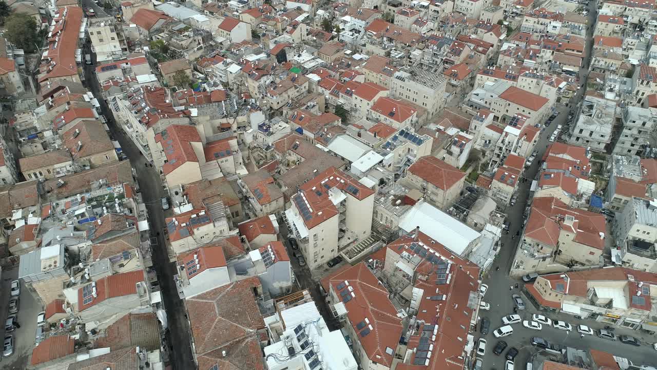 imágenes aéreas del barrio de mea shearim en el corazón de jerusalén, israel