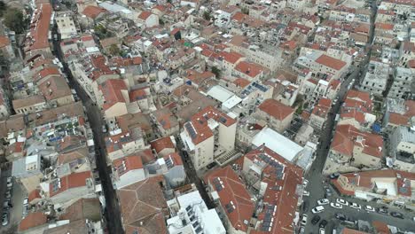 Luftaufnahmen-Des-Viertels-Mea-Shearim-Im-Herzen-Von-Jerusalem,-Israel