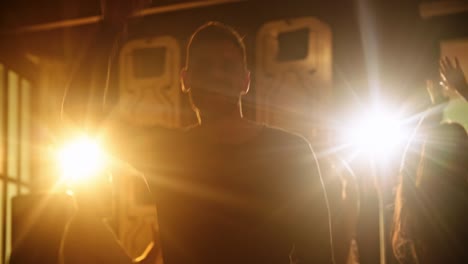 ecstatic young man on dance floor