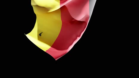 german flag fluttering on black background, 3d render animation, vertical