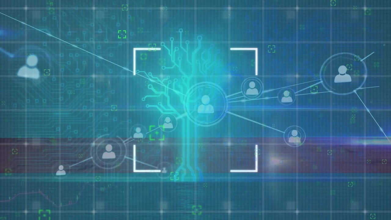 Digital Network Connection and Data Visualization with User Icons