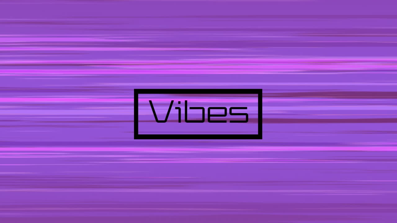 Animation of vibes text on moving purple background