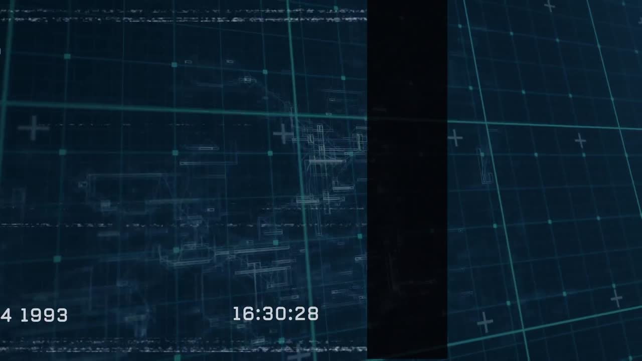 Animazione di un glitch su elaborazione dati su sfondo nero
