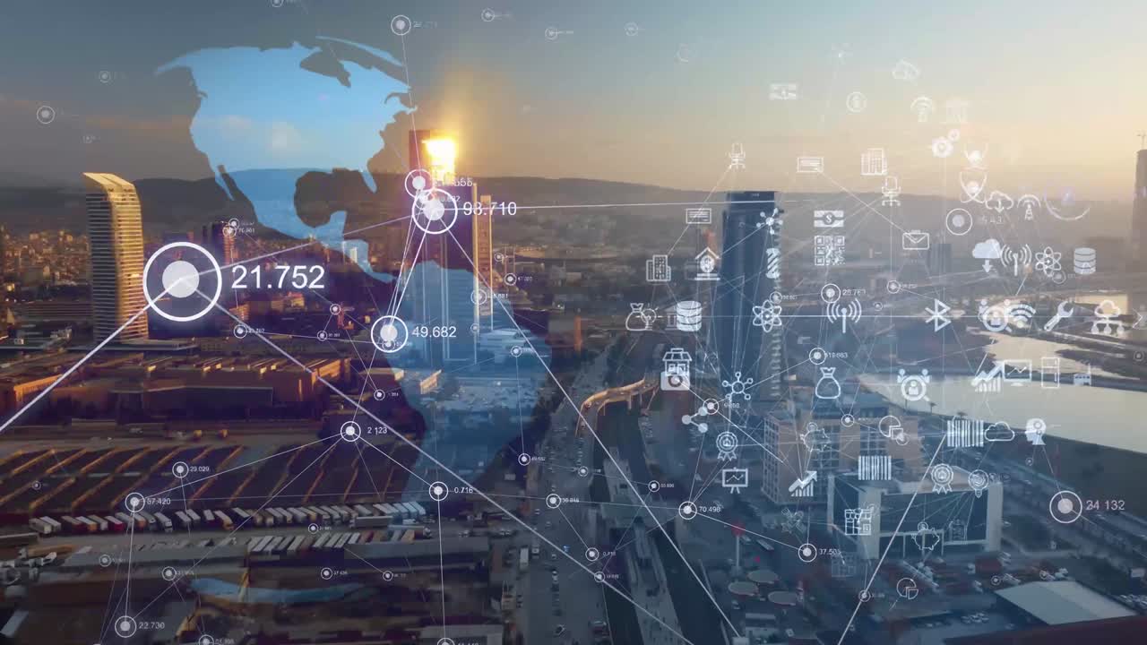 concepto de red de ciudad inteligente y comunicación. 5g. lpwa de baja potencia de área amplia. comunicación inalámbrica.