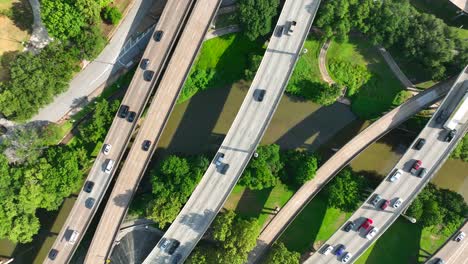 freeway traffic passes over river