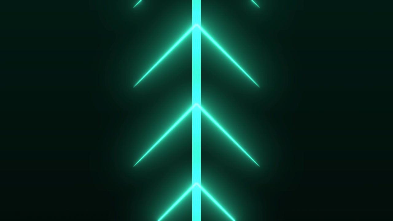 Abstract Neon Green Light Lines Moving on Dark Background