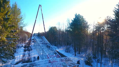 installation electricity pylon. transmission tower. electrical engineering