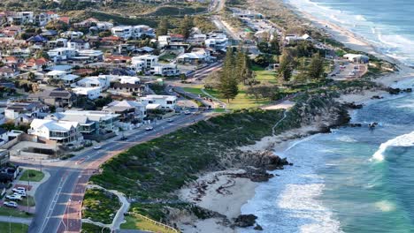 Sunset-coastal-drive-along-Indian-Ocean-drive-in-Perth,-Western-Australia