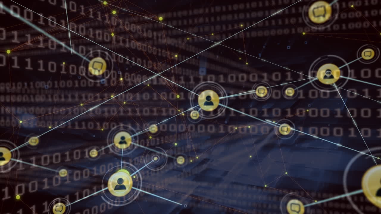 검은색 배경 위의 데이터 처리 애니메이션