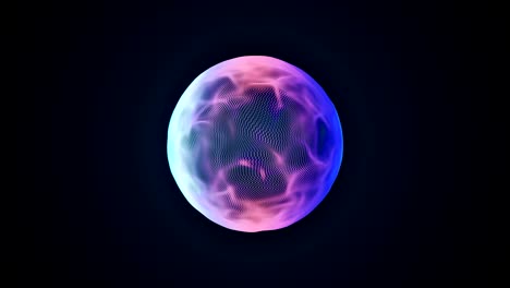 animación 3d abstracta. esfera colorida hecha de partículas de reacción de audio. fondo de música.