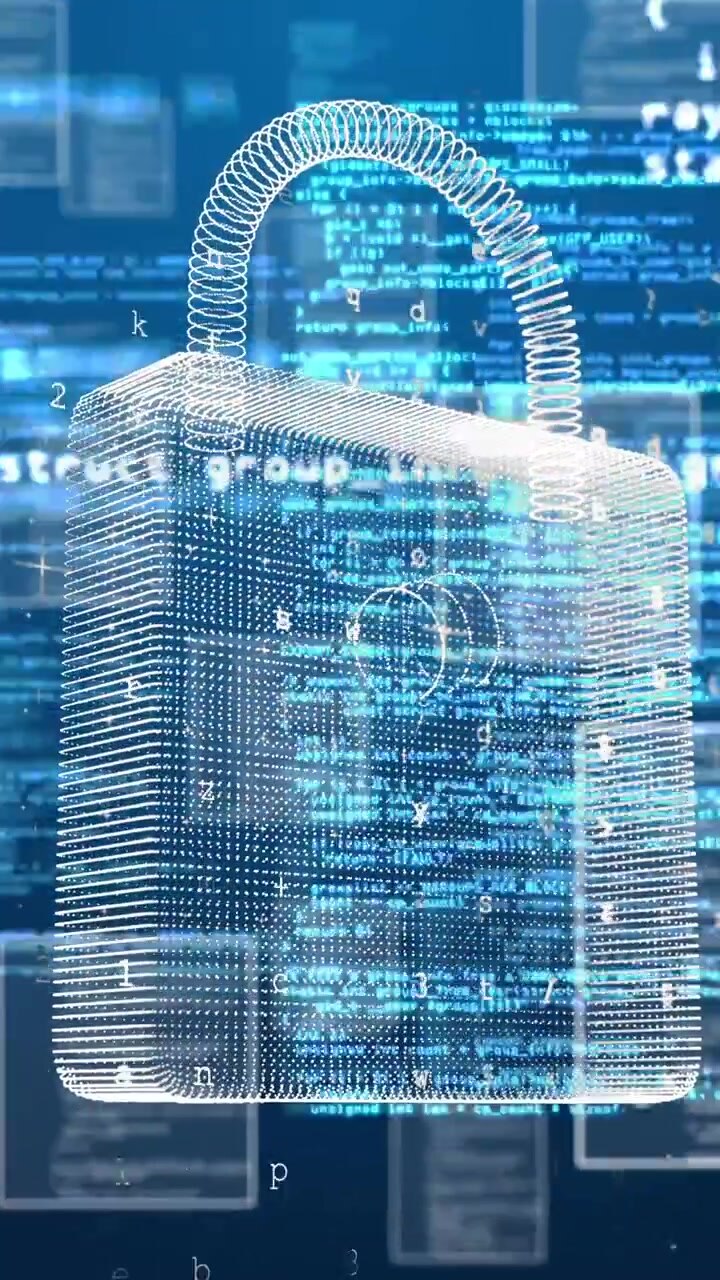 Animation of data processing over padlock