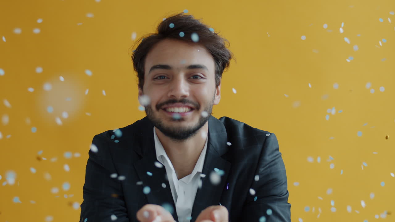 Man Celebrating with Confetti