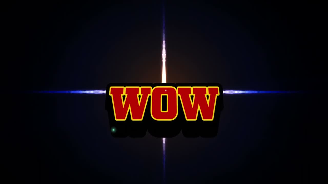 검은 바탕에 와우와 불빛의 애니메이션