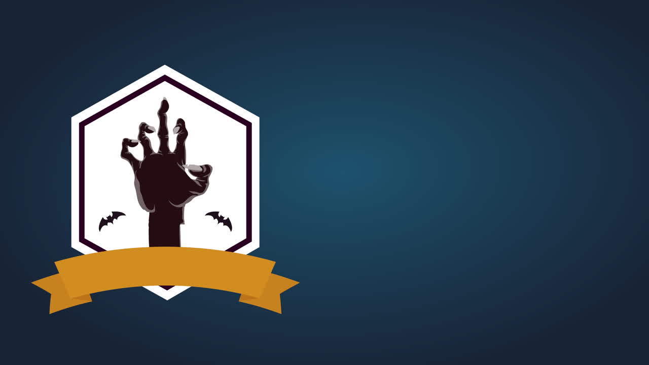 sello de halloween con la mano aterradora de los no muertos con espacio en blanco, animación