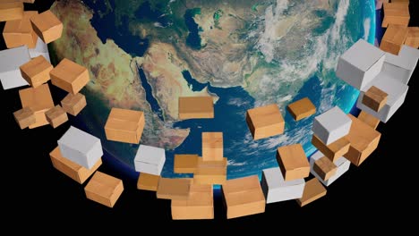 Rotating Globe With Cardboard Box, Shipping Animation