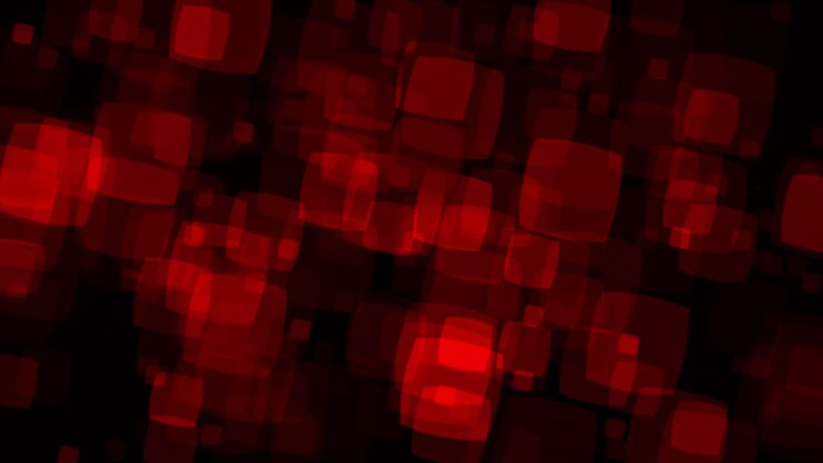 Animation of rounded sharp edges red squares bokeh with fun and retro feel