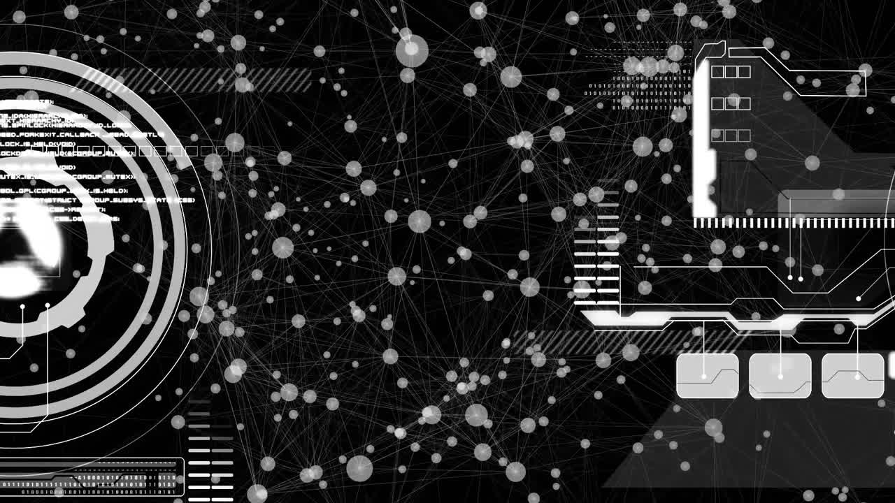 검은 바탕에 대한 범위 스캔과 데이터 처리의 애니메이션