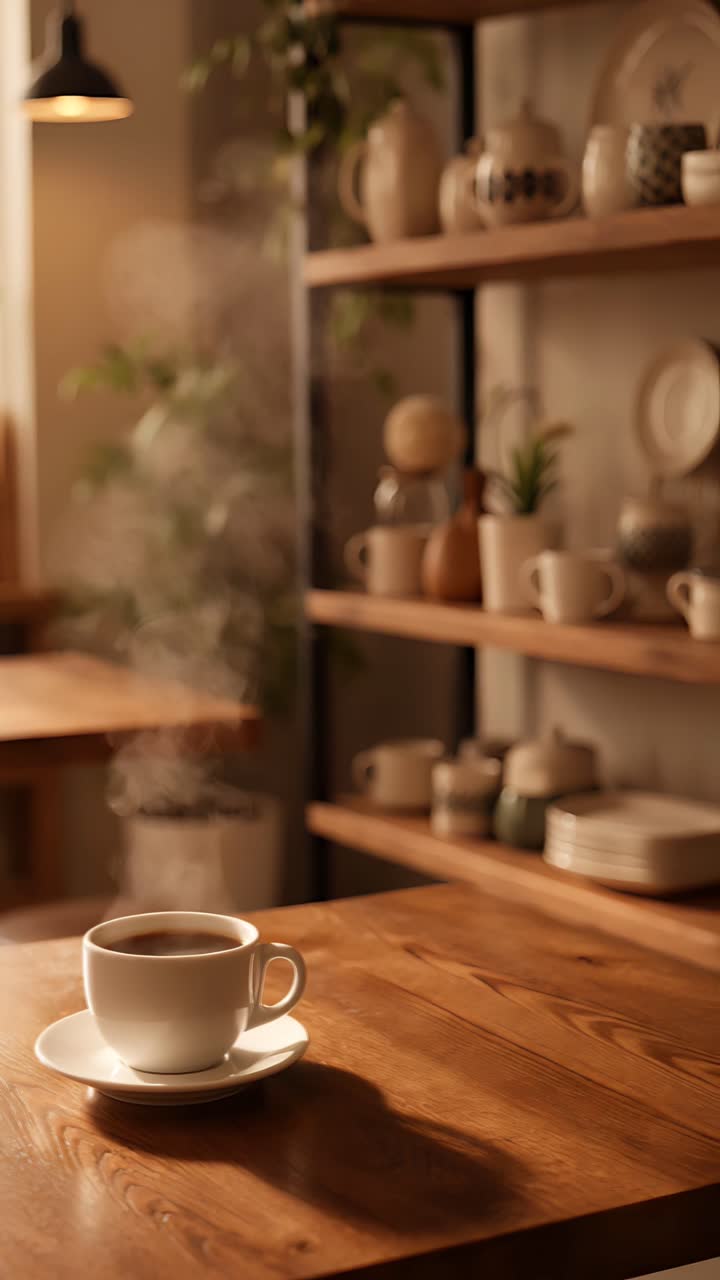 Interno di caffè estetico con atmosfera accogliente 4K