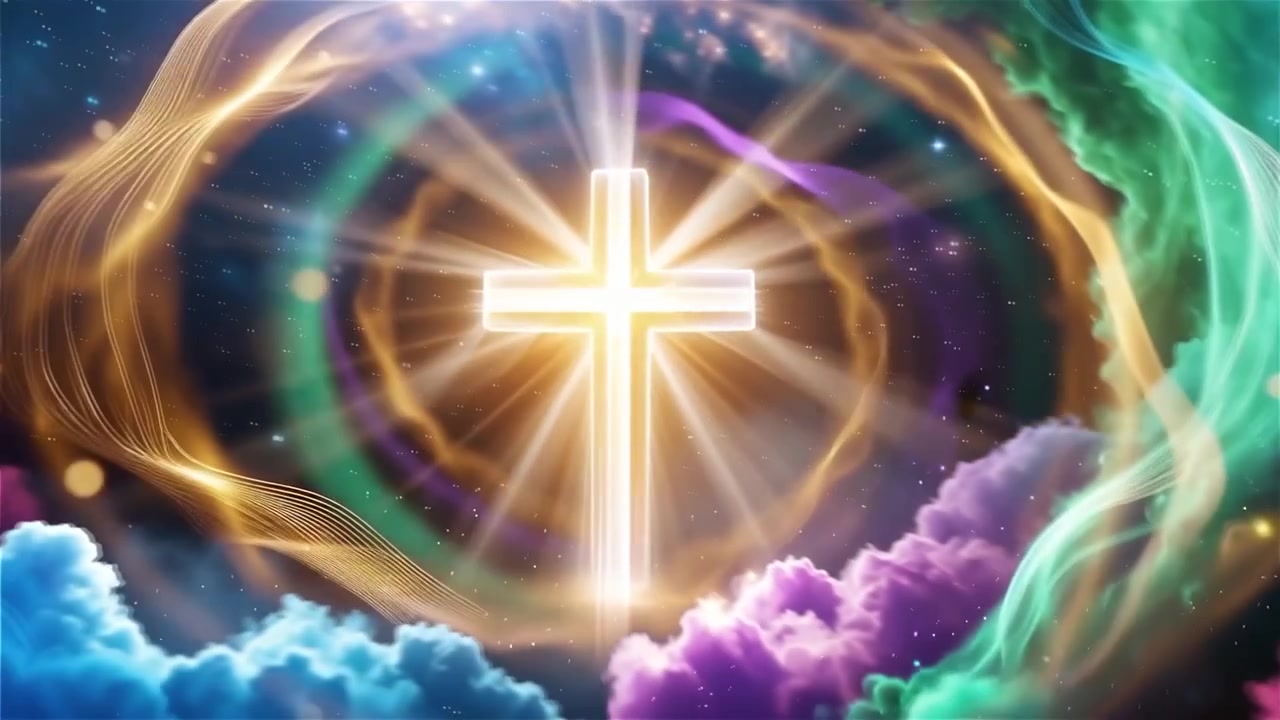 Christian Cross Heavenly Light Worship Background