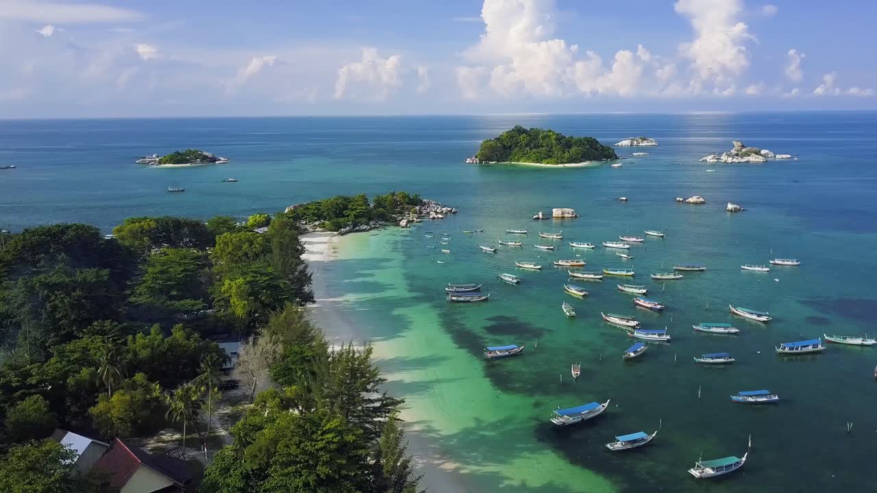 Aerial Drone Tanjung Tinggi and Kelayang Beach Belitung Island