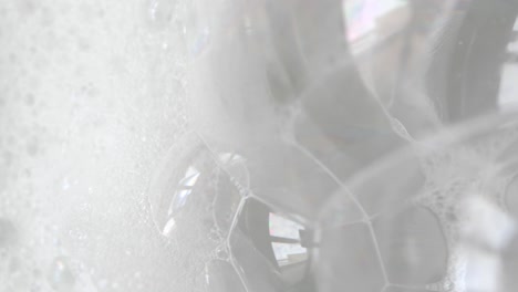 비누 거품: 선택적인 초점을 가진 추상적인 배경, 클로즈업, 매크로