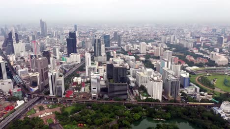 aerial view of bangkok city and skycrapers