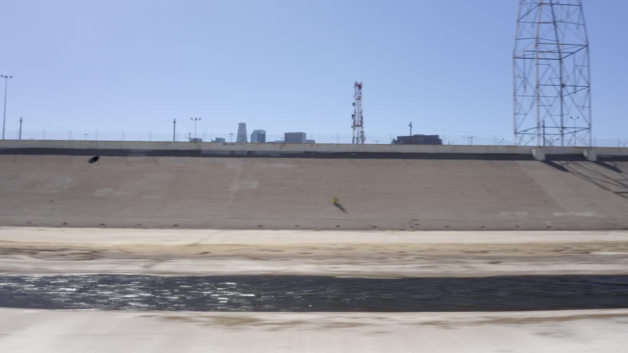 Flying in the Los Angeles river canal