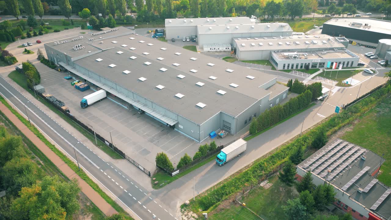 vista aérea de drones en el centro de distribución