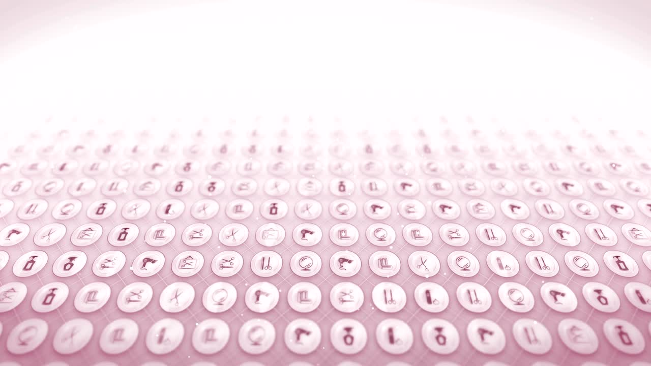 헤어드레스 아이콘 세트, 헤어 살롱 아이템 배경, cg 루프 애니메이션