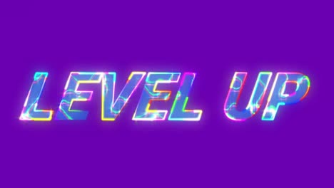 Animation-of-level-up-text-over-pattern-background