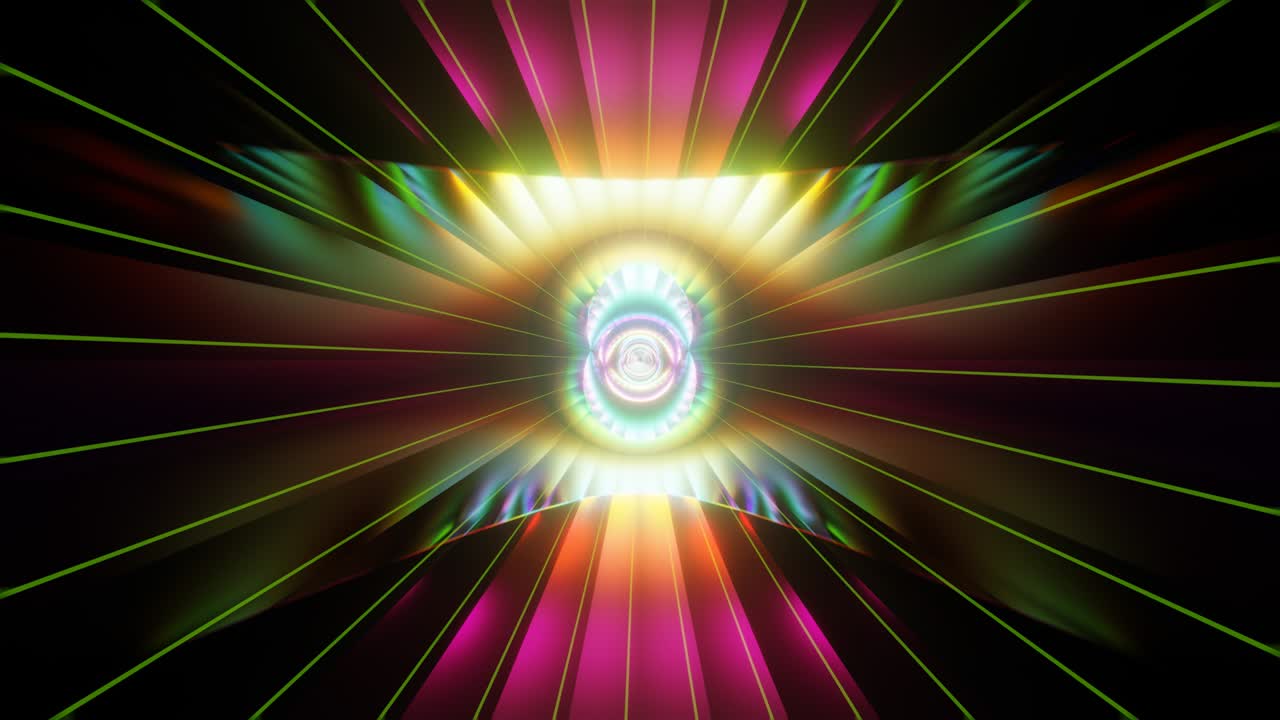 Loop VJ astratto con rotazione del fascio di bagliore tremolante