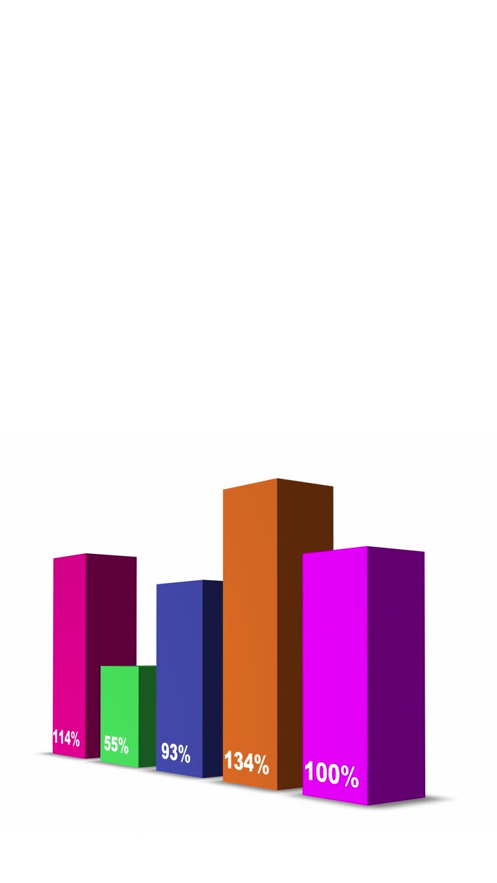 A seamless looping animation of a 3D business data visualization. The digital infographic bars represent progress and growth, perfect for professional, corporate, and technological themes