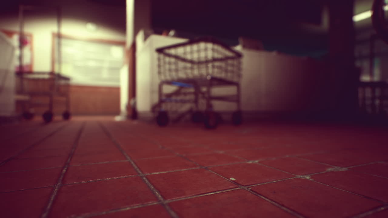 카트가 있는 빈 세탁실